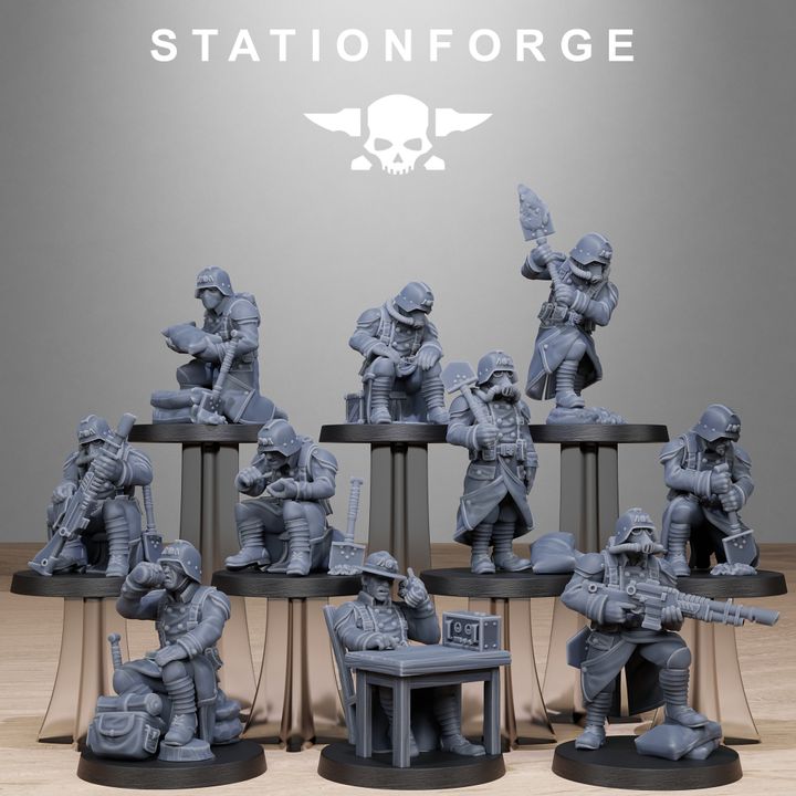 Grim Guard Chill Squad, Imperial Army proxy miniature, 28mm heroic scale unpainted resin