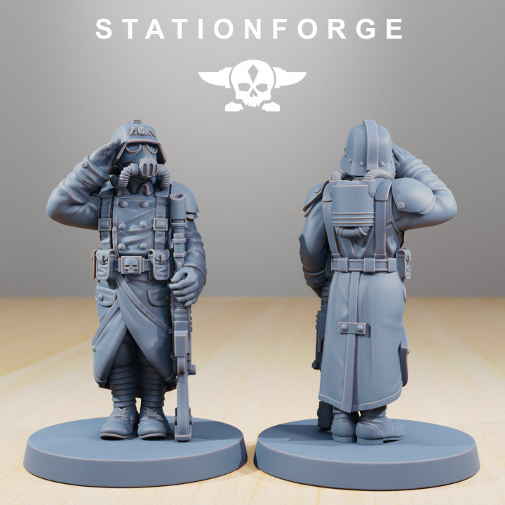 Imperial Army Grim Guard Marching Poses (7 Units), 28mm heroic scale unpainted resin, view 9
