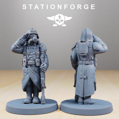 Imperial Army Grim Guard Marching Poses (7 Units), 28mm heroic scale unpainted resin, view 9