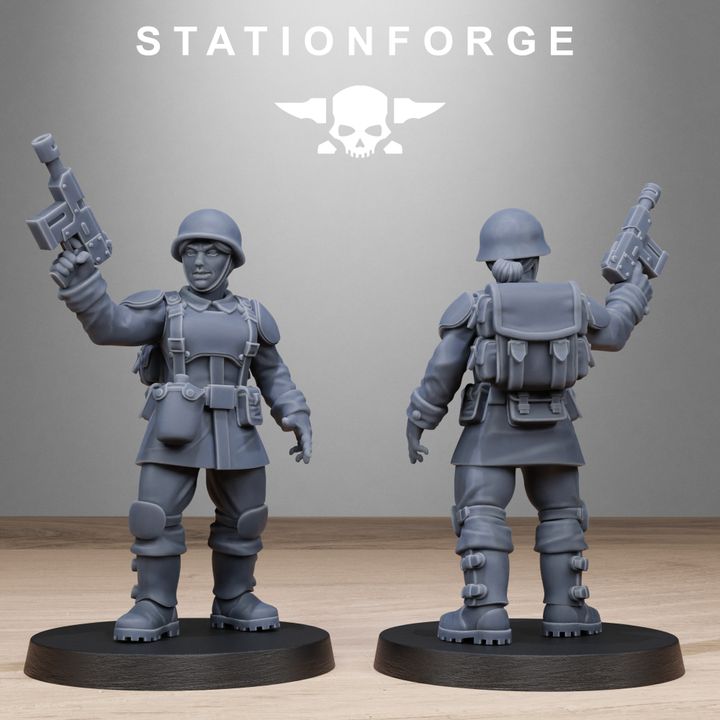 Free Guard Sisters, Imperial Army proxy miniature, infantry, 28mm heroic scale unpainted resin, view 3