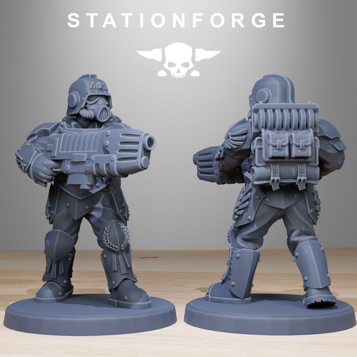 Imperial Army Grim Guard Elites (12 Units), 28mm heroic scale unpainted resin, view 8