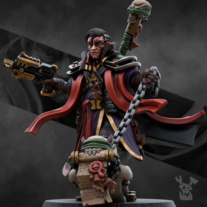 Investigator George Rebelhorse, Inquisition proxy miniature, 28mm heroic scale unpainted resin