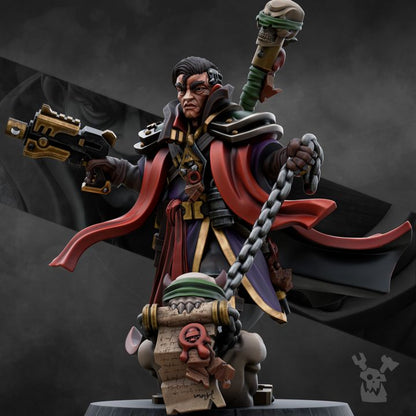 Investigator George Rebelhorse, Inquisition proxy miniature, 28mm heroic scale unpainted resin