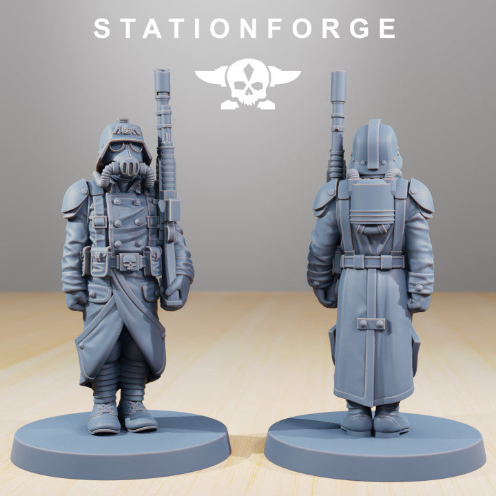 Imperial Army Grim Guard Marching Poses (7 Units), 28mm heroic scale unpainted resin, view 5