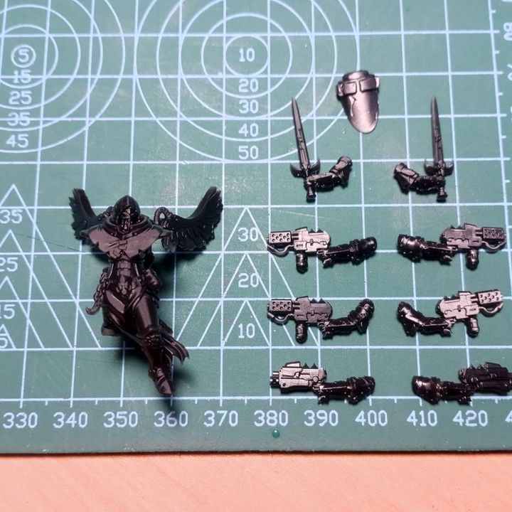 Dark Space Knights Airborne Witches Squad, proxy miniature, 28mm heroic scale unpainted resin, view 2