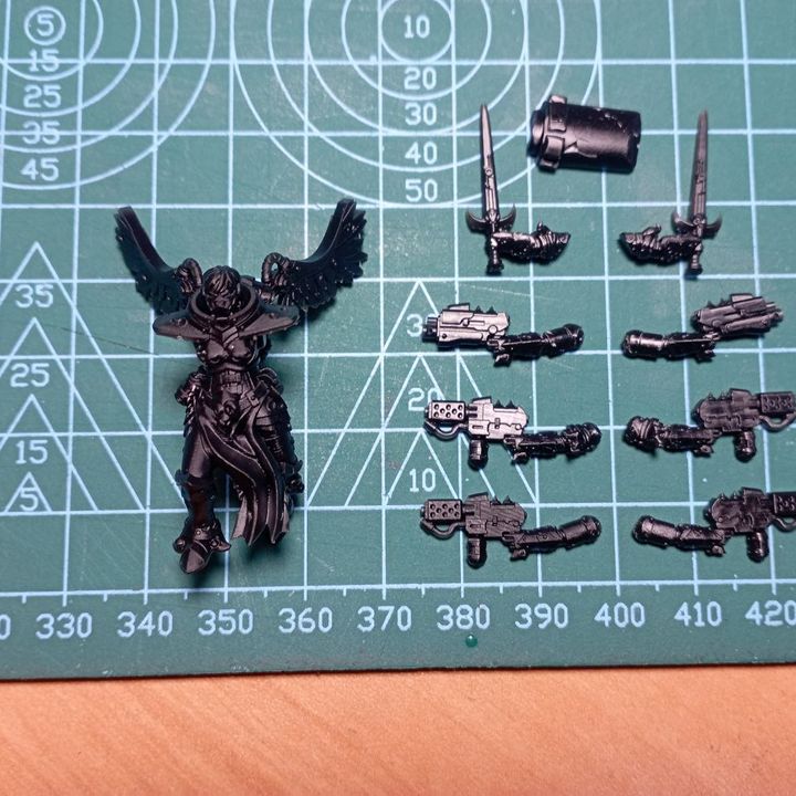 Dark Space Knights Airborne Witches Squad, proxy miniature, 28mm heroic scale unpainted resin, view 3