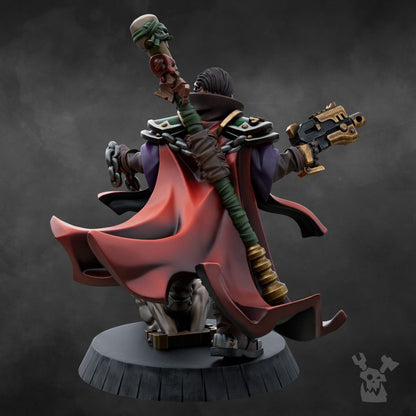 Investigator George Rebelhorse, Inquisition proxy miniature, 28mm heroic scale unpainted resin, view 5