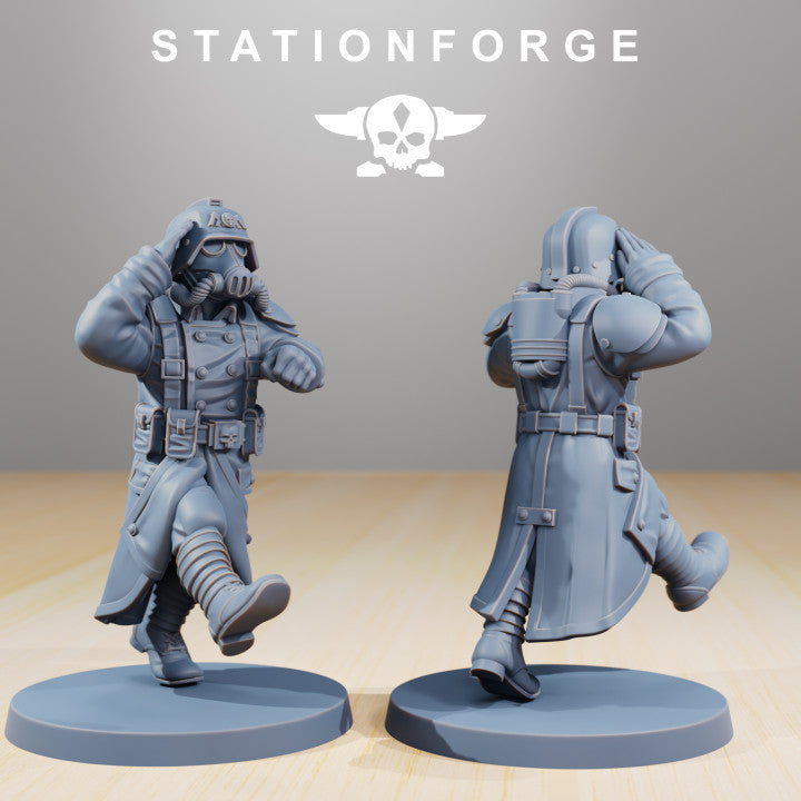 Imperial Army Grim Guard Marching Poses (7 Units), 28mm heroic scale unpainted resin, view 8