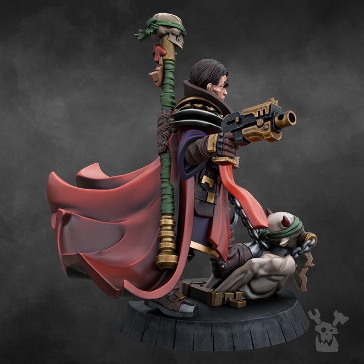 Investigator George Rebelhorse, Inquisition proxy miniature, 28mm heroic scale unpainted resin, view 6