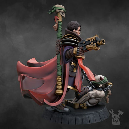 Investigator George Rebelhorse, Inquisition proxy miniature, 28mm heroic scale unpainted resin, view 6