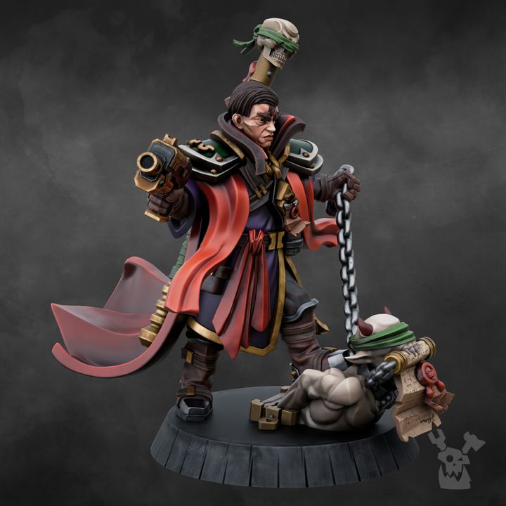 Investigator George Rebelhorse, Inquisition proxy miniature, 28mm heroic scale unpainted resin, view 7