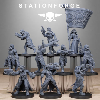 Grim Guard Sisters, Battle Sisters proxy miniature, infantry, 28mm heroic scale unpainted resin
