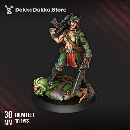 The Ork Slayers Commander, Imperial Army proxy miniature, character, 28mm heroic scale unpainted resin