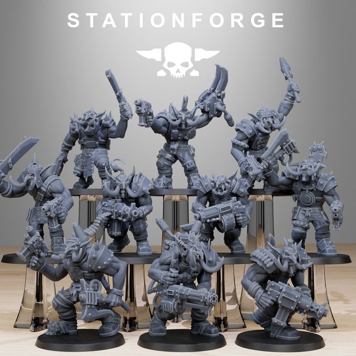 Orks Trolls (10 Units), proxy miniature, squad, 28mm heroic scale unpainted resin