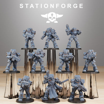 Space Knights Legion Infantry (10 Units), proxy miniature, squad, 28mm heroic scale unpainted resin