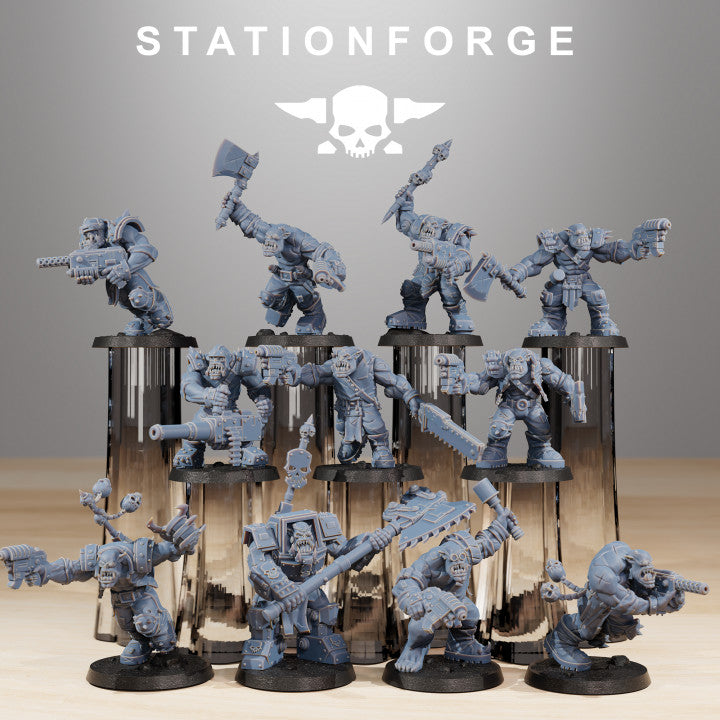 Orks Infantry, proxy miniature, 28mm heroic scale unpainted resin
