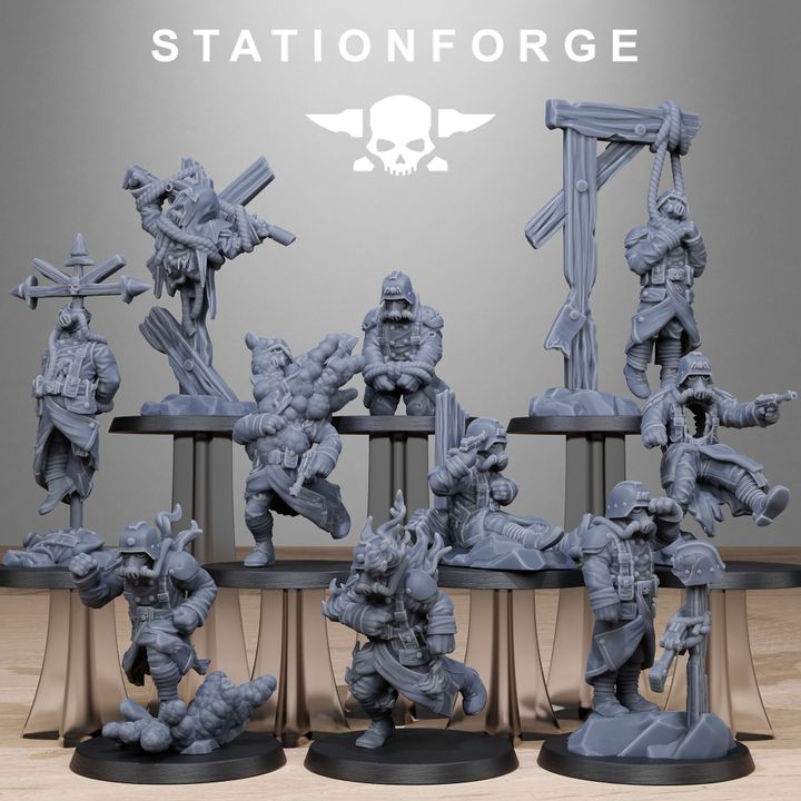 Grim Guard Objective Markers, Imperial Army proxy miniature, infantry, 28mm heroic scale unpainted resin
