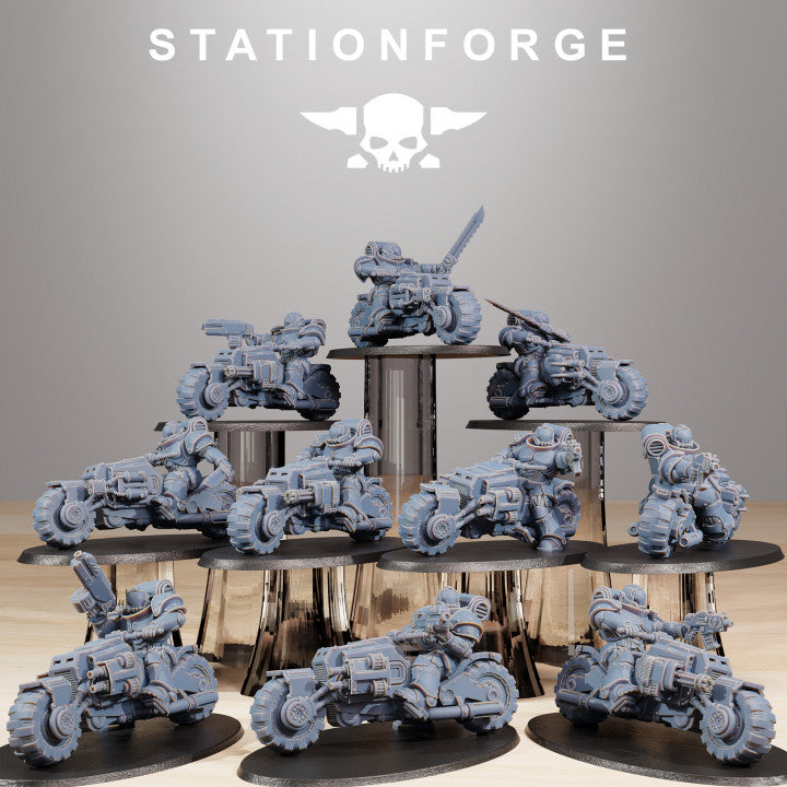 Space Knights Bikers (10 Units), proxy miniature, squad, 28mm heroic scale unpainted resin