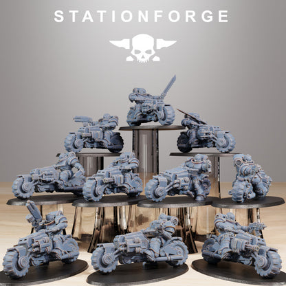 Space Knights Bikers (10 Units), proxy miniature, squad, 28mm heroic scale unpainted resin