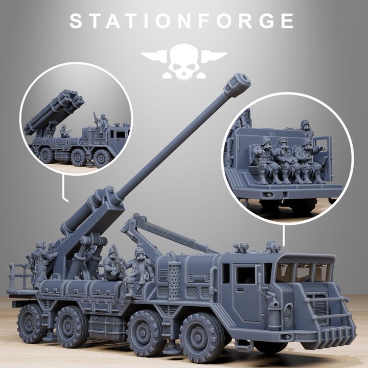 Grim Guard Artillery Vehicle, Imperial Army proxy miniature, 28mm heroic scale unpainted resin