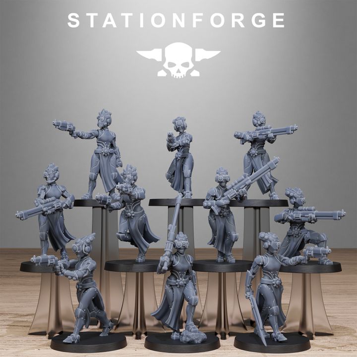 Scavenger Sisters Infantry, Battle Sisters proxy miniature, 28mm heroic scale unpainted resin