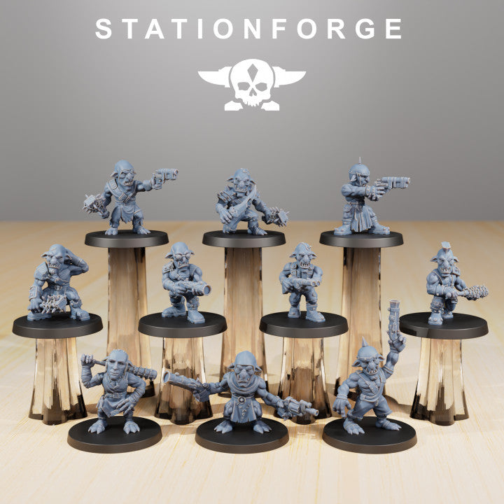 Orks Artillery Goblins, proxy miniature, 28mm heroic scale unpainted resin