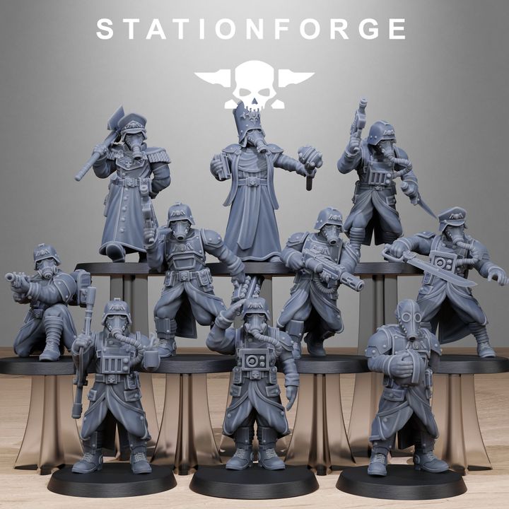 Grim Guard Vigils, Imperial Army proxy miniature, infantry, 28mm heroic scale unpainted resin