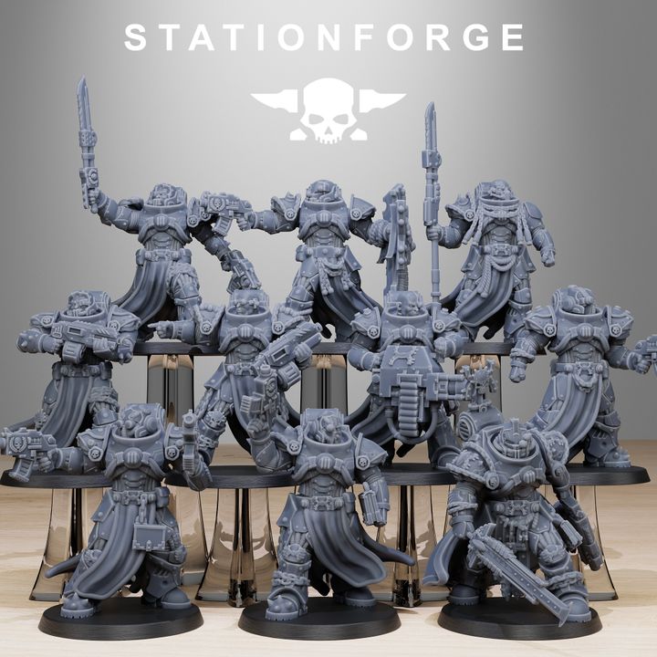 Space Knights Militants (10 Units), proxy miniature, squad, 28mm heroic scale unpainted resin
