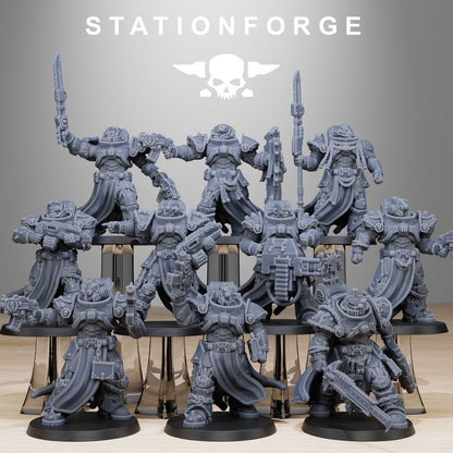Space Knights Militants (10 Units), proxy miniature, squad, 28mm heroic scale unpainted resin