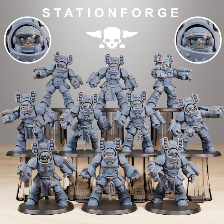 Space Knights Support Vanguard (10 Units), proxy miniature, squad, 28mm heroic scale unpainted resin