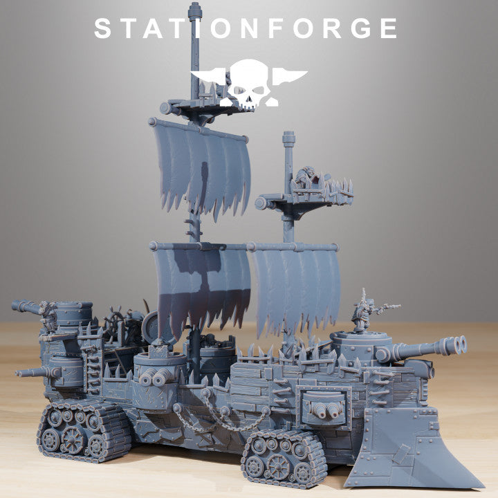 Orks Gobs Pearl Battle Ship, proxy miniature, 28mm heroic scale unpainted resin
