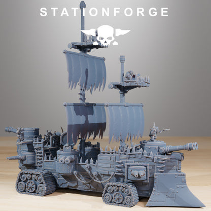 Orks Gobs Pearl Battle Ship, proxy miniature, 28mm heroic scale unpainted resin