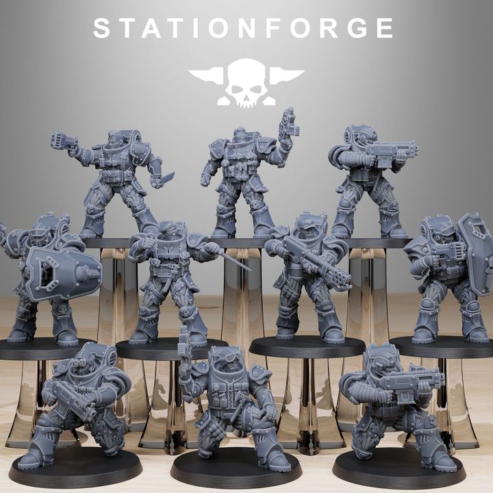 Space Knights Light Reinforcement (10 Units), proxy miniature, squad, 28mm heroic scale unpainted resin