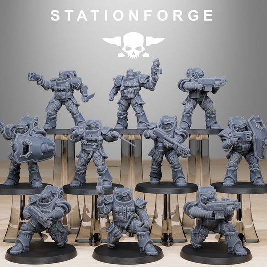 Space Knights Light Reinforcement (10 Units), proxy miniature, squad, 28mm heroic scale unpainted resin