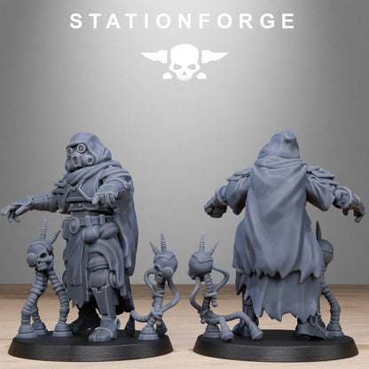 Scavenger Tech Magicians, Tech Priests proxy miniature, 28mm heroic scale unpainted resin, view 5
