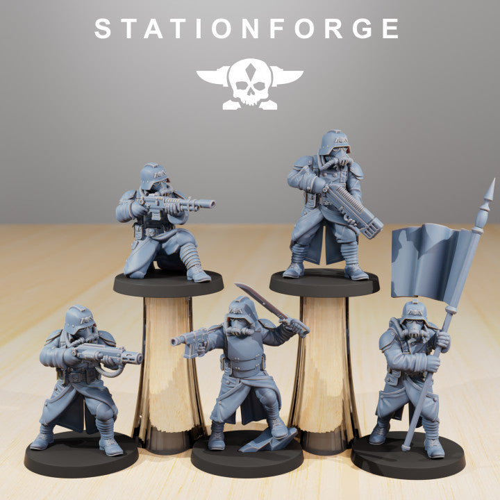 Grim Guard Command Force, Imperial Army proxy miniature, infantry, 28mm heroic scale unpainted resin