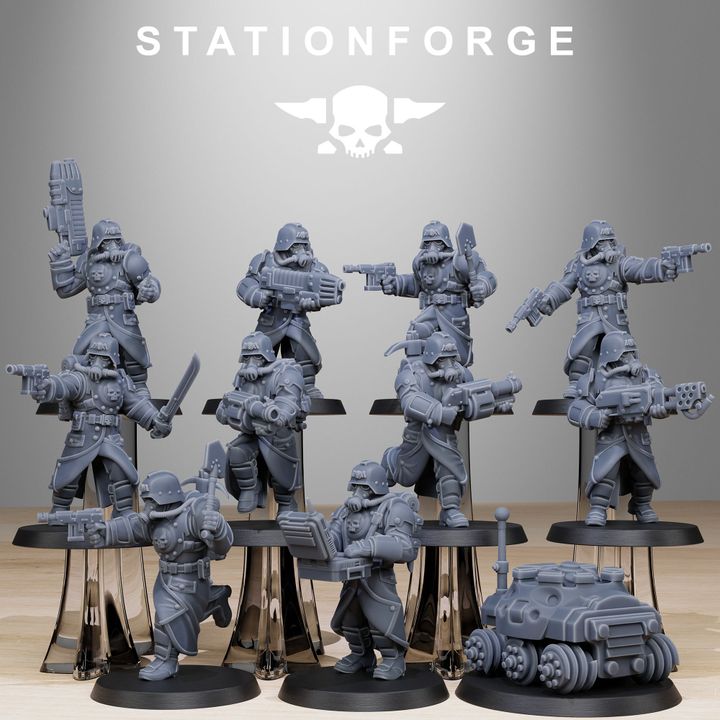 Grim Guard Bombardiers, Imperial Army proxy miniature, infantry, 28mm heroic scale unpainted resin