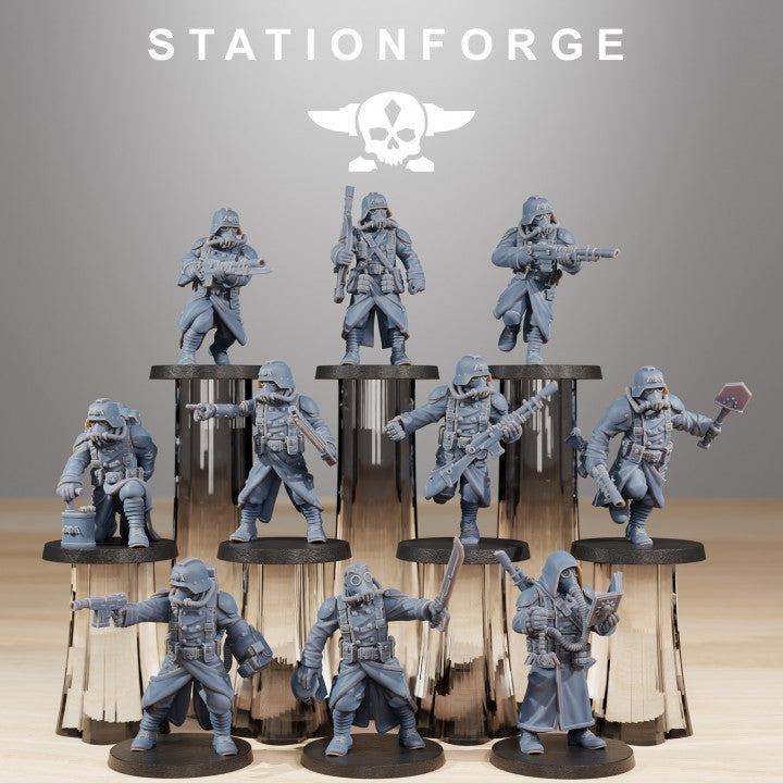 Grim Guard Acolytes, Imperial Army proxy miniature, infantry, 28mm heroic scale unpainted resin