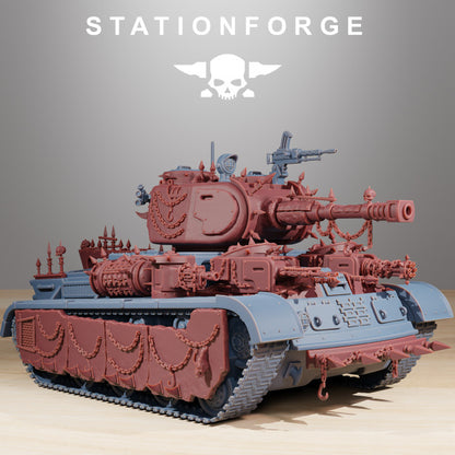Grim Guard Heavy Tank Corrupted Conversion Kit, Imperial Army proxy miniature, 28mm heroic scale unpainted resin, view 2