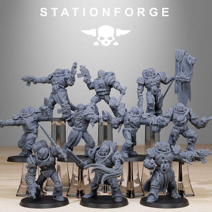 Dark Space Knights Infantry (10 Units), proxy miniature, squad, 28mm heroic scale unpainted resin