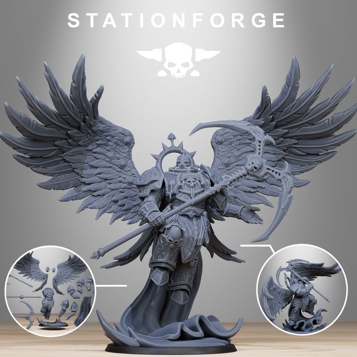 Dark Space Knights Archon Angel V2, proxy miniature, character, 28mm heroic scale unpainted resin