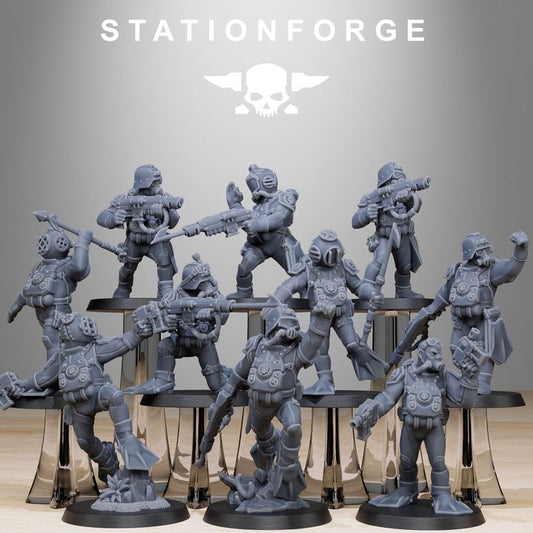 Imperial Army Grim Guard Divers (10 Units), 28mm heroic scale unpainted resin