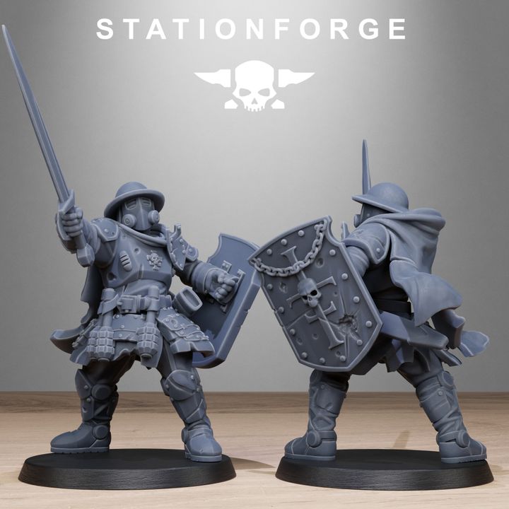 Royal Guard Bloodwardens, Imperial Army proxy miniature, infantry, 28mm heroic scale unpainted resin, view 4