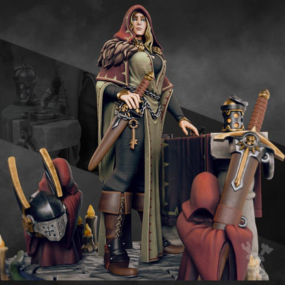Leona The Forestborn, Space Knights proxy miniature, character, 28mm heroic scale unpainted resin