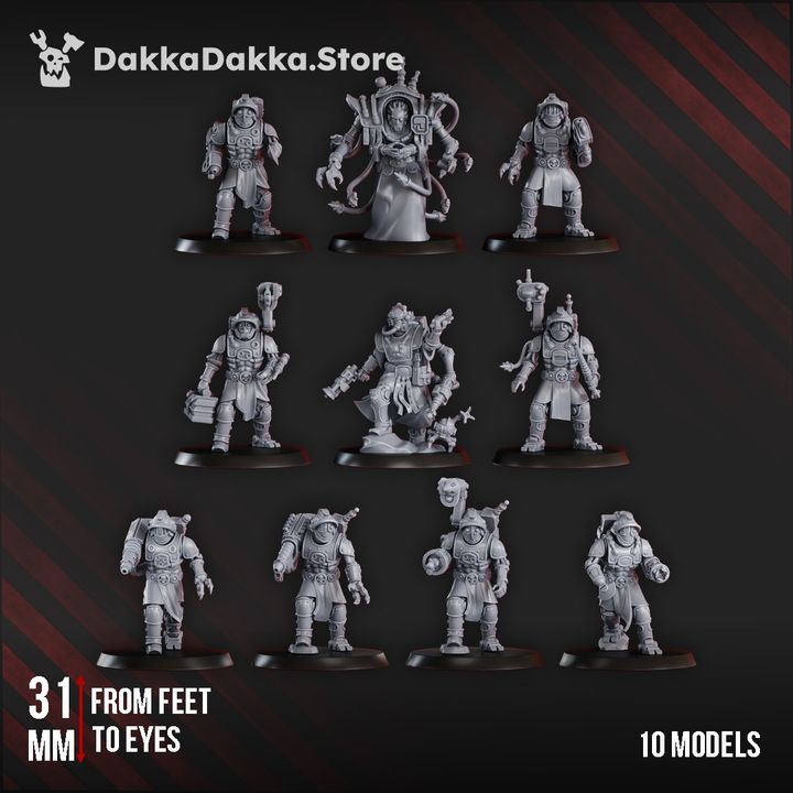 Tech Priests Liquidation Team Squad, 28mm heroic scale unpainted resin