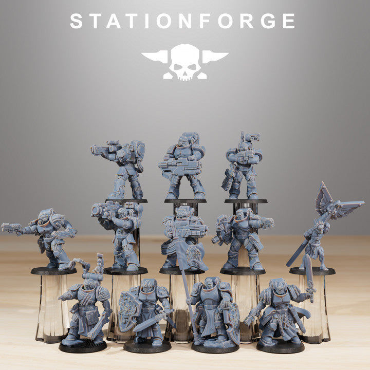 Space Knights Reinforcers Heads (12 Units), resin conversion bits, squad, 28mm heroic scale unpainted resin