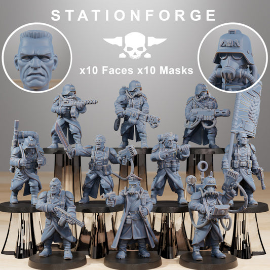 Grim Guard Combatants, Imperial Army proxy miniature, infantry, 28mm heroic scale unpainted resin