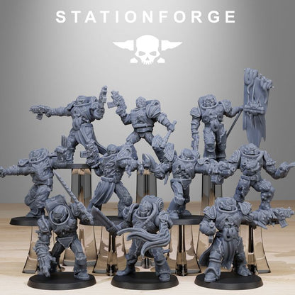 Dark Space Knights (10 Units), proxy miniature, squad, 28mm heroic scale unpainted resin