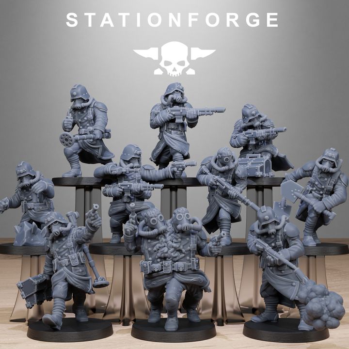 Grim Guard Radioactive Mutants, Imperial Army proxy miniature, infantry, 28mm heroic scale unpainted resin