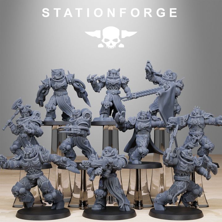 Dark Space Knights Mutants, proxy miniature, 28mm heroic scale unpainted resin